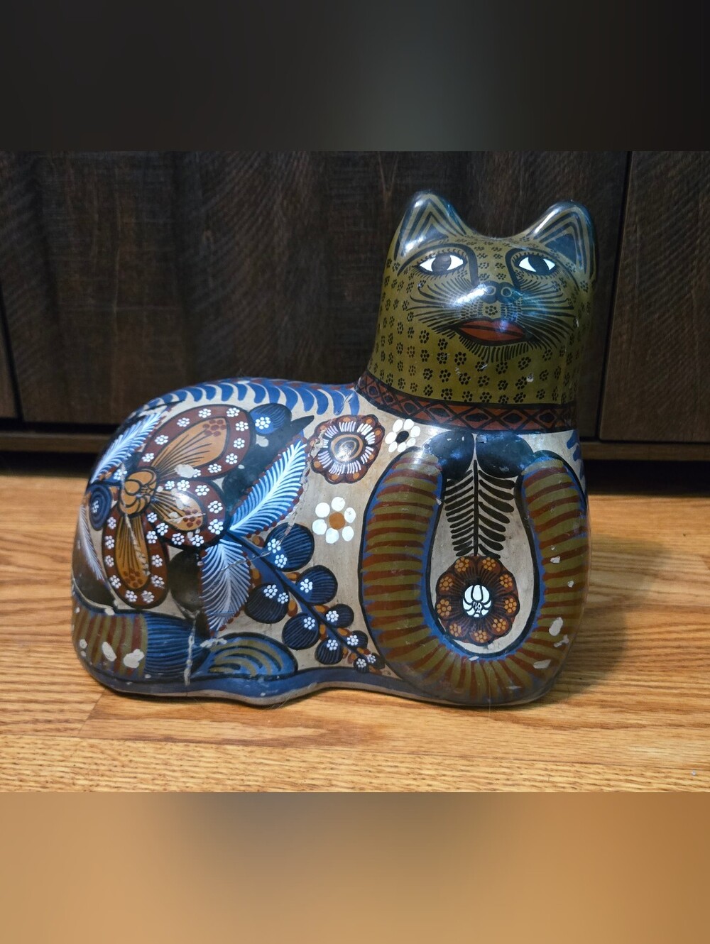 Tonala Pottery Vintage Mexican Cat